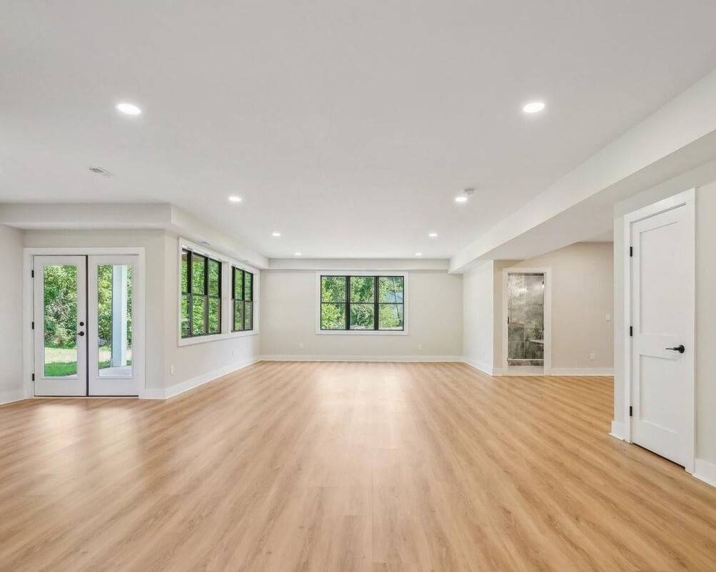 Living area in a finished basement